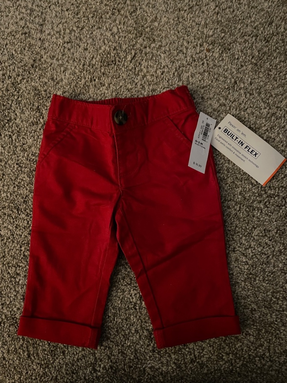 NWT Old Navy Red Cuffed Kids Pants with Button Front